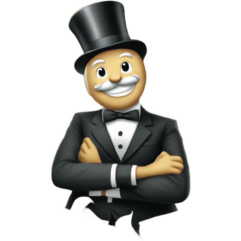 Monopoly man playing in a pile of money like it is a pile of leaves  emoji