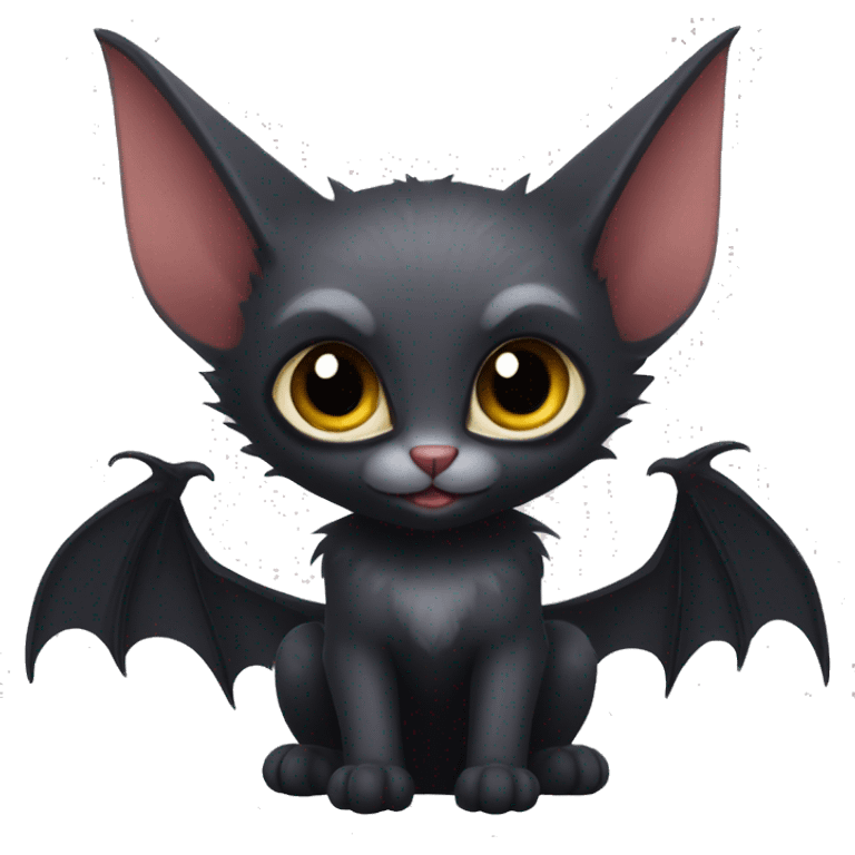 Black-Vampire-Batty-Lykoi-Cat-Fakémon-Cat With Bat-wings for ears emoji