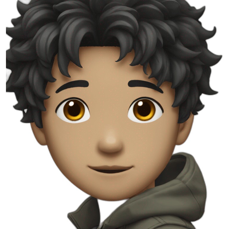 Detailed anime character black hair emoji