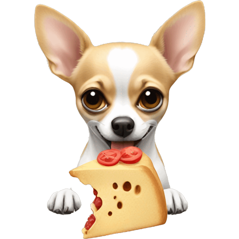 A Chihuahua eating emoji