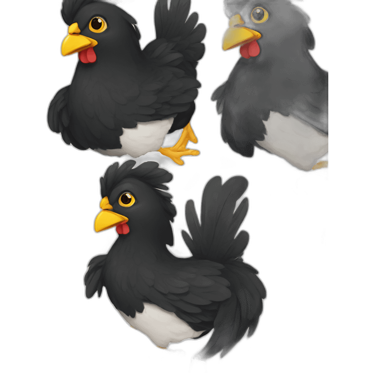 black polish chicken with white crest emoji