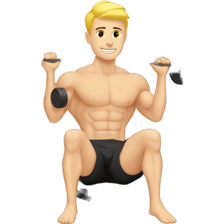 Blonde guy doing sit ups in the gym emoji