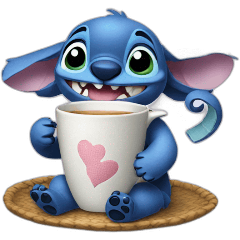 Stitch drinking tea emoji