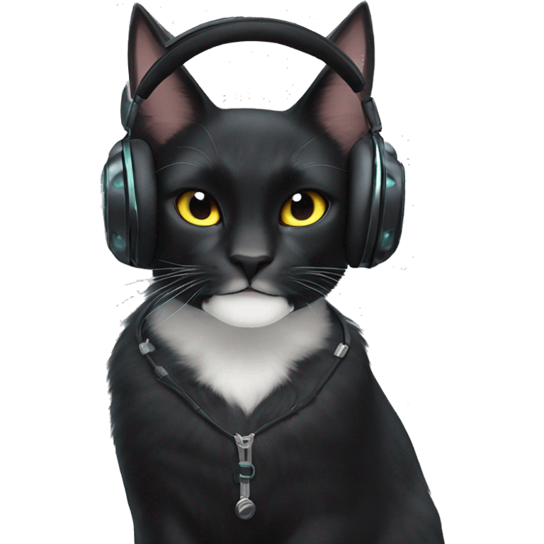 Black cat wearing Malenia’s headset from Elden Ring emoji