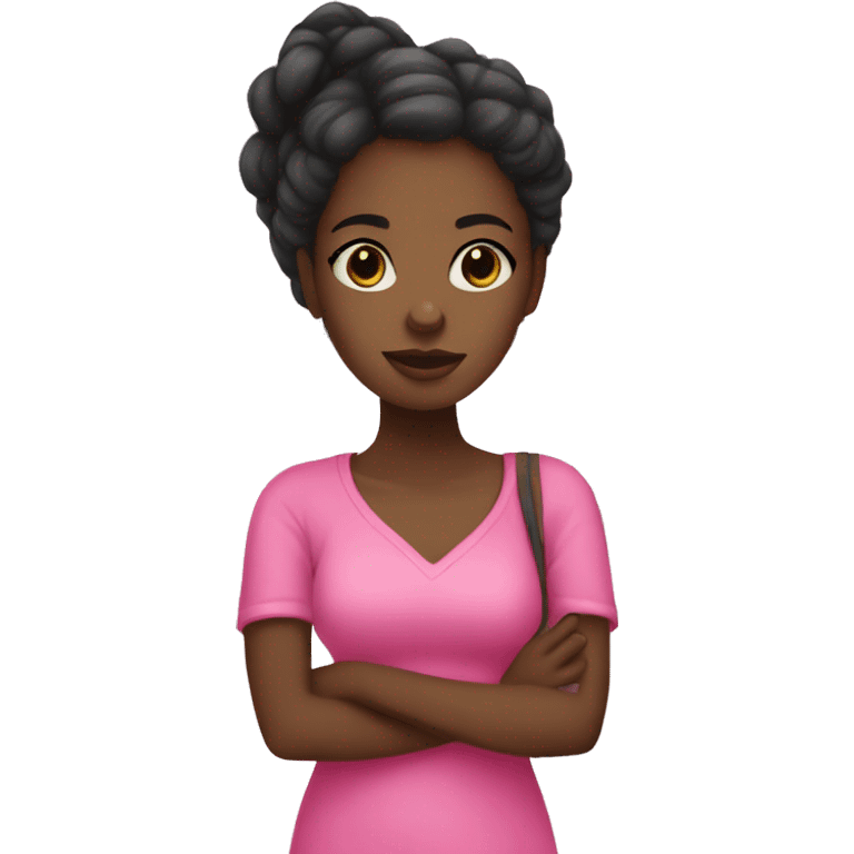 black girl in pink , shopping emoji