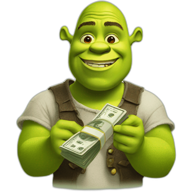 shrek holding money emoji