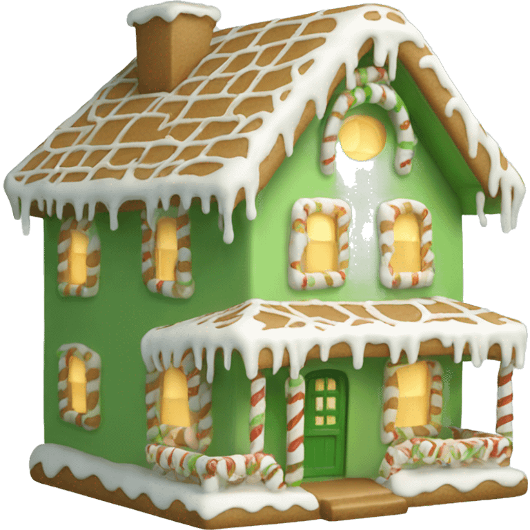 Cosy light green gingerbread house  emoji