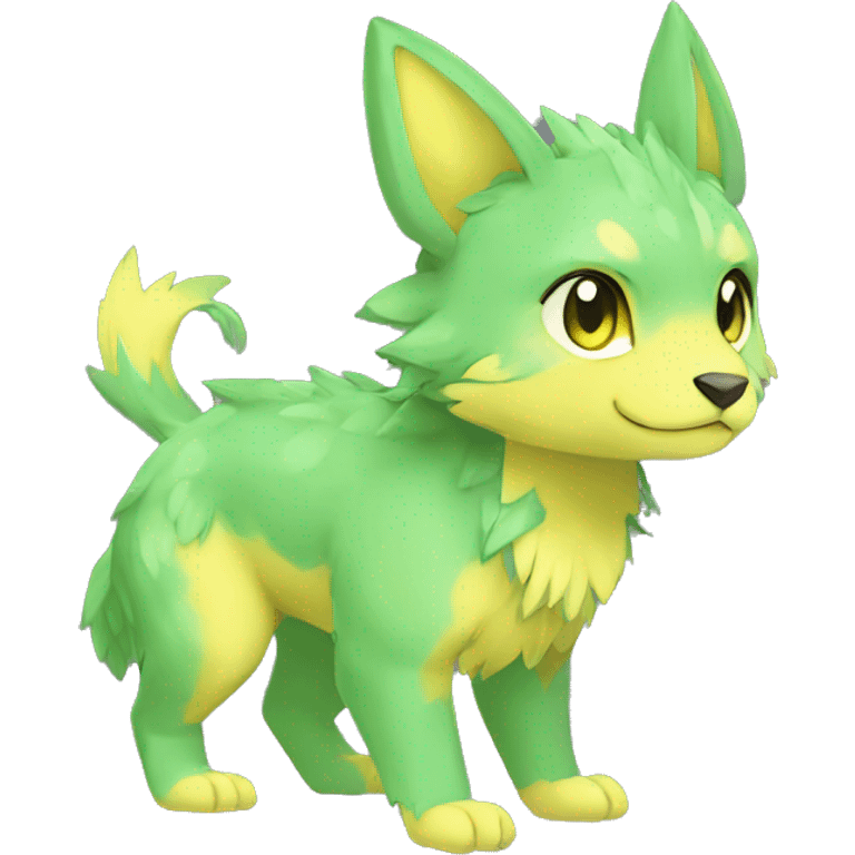 Cute cool green yellow animal hybrid Fakemon full body emoji