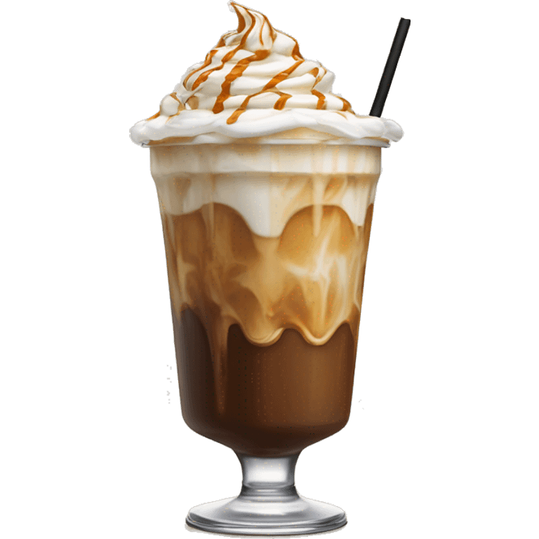 Iced coffee with whipped cream and caramel drizzle emoji