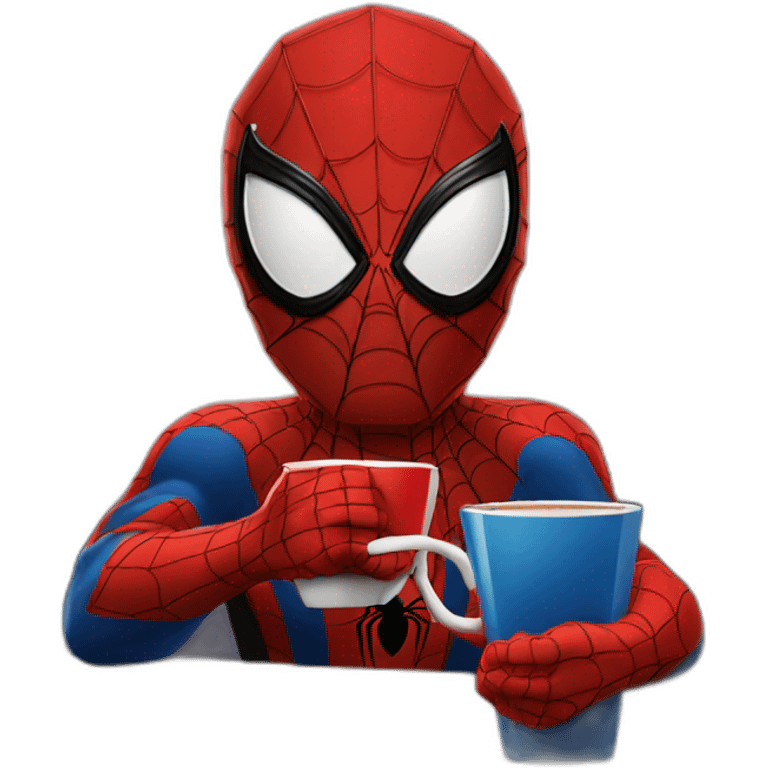 Spider man drinking coffee  emoji