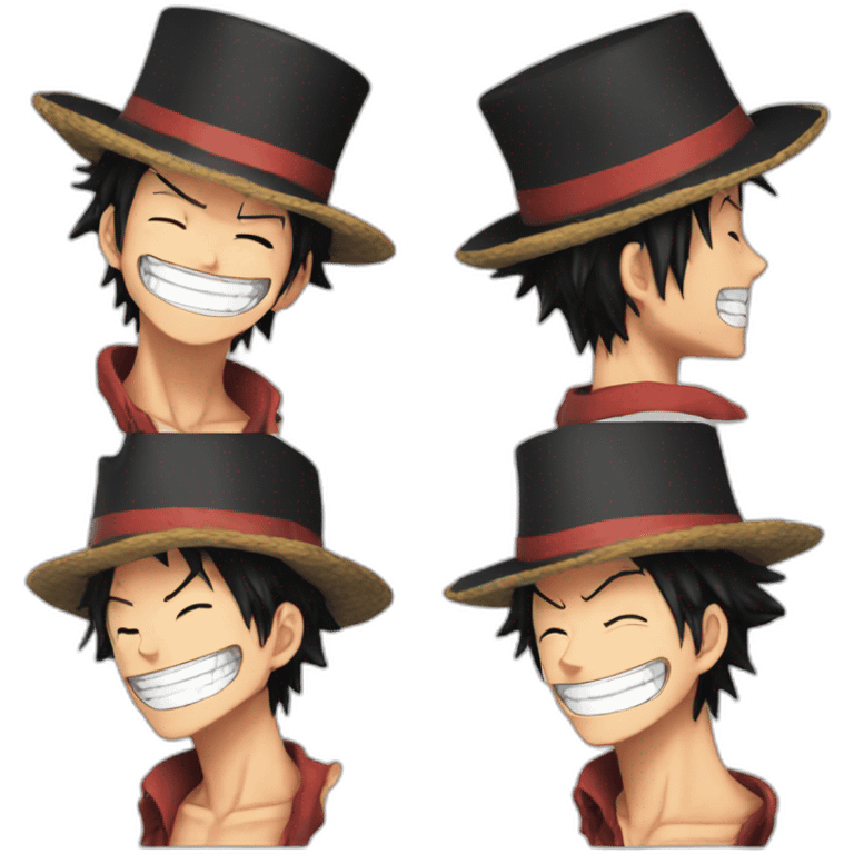 Luffy smile one piece a top hat emoji