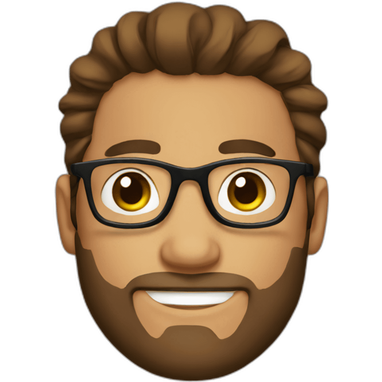 eyeglasses and man bun and brown hair emoji