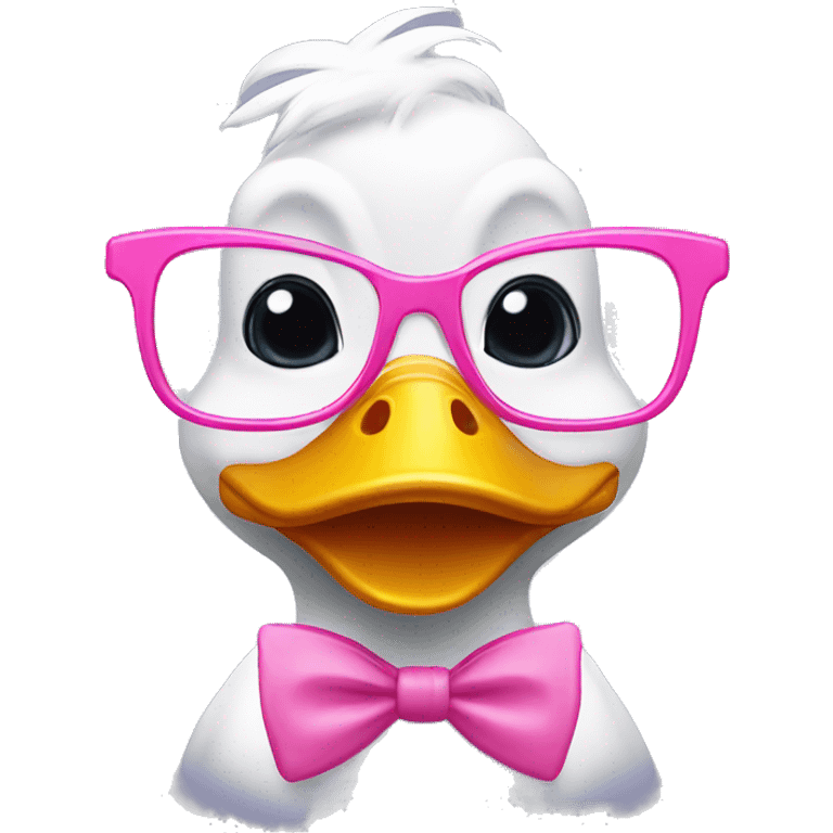 A cute duck with pink glasses and a bow tie emoji