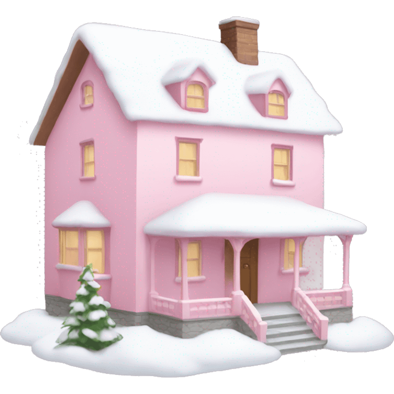 Light pink house with snow emoji