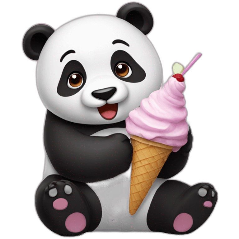 Panda eating ice cream emoji