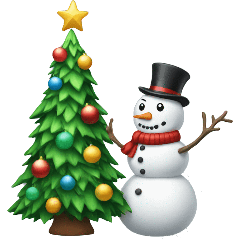 Christmas Tree with snowman  emoji