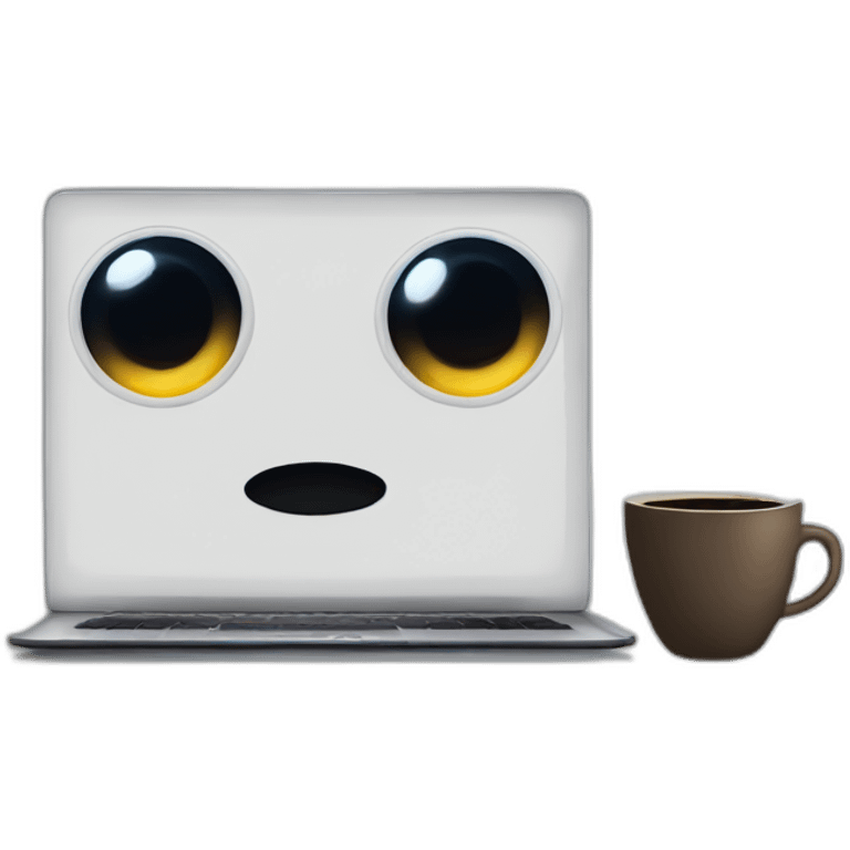 two eyes, coffee cup and a laptop in the darkness emoji