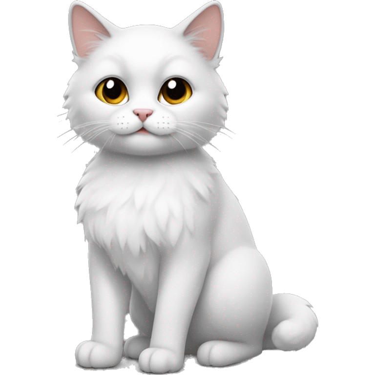 A cat with gray-white fur, white fur on the chest, chin and paws emoji