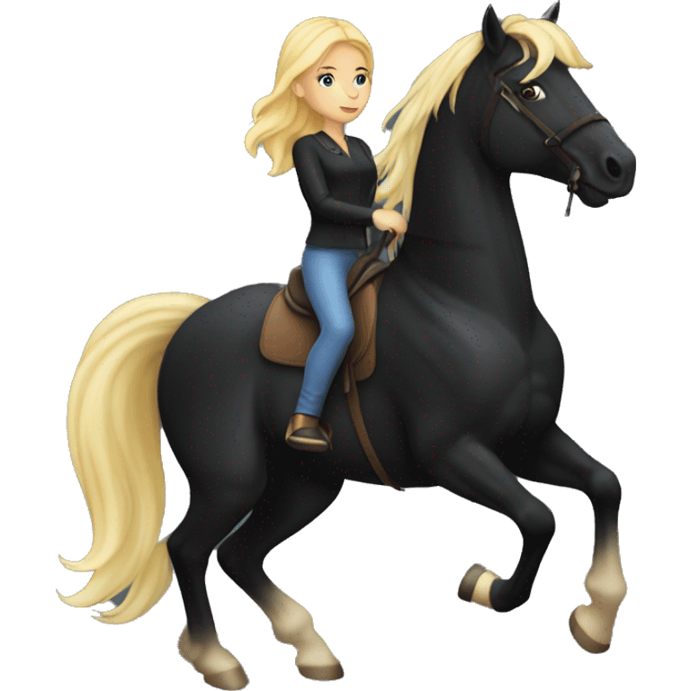 Blonde girl on a black horse emoji