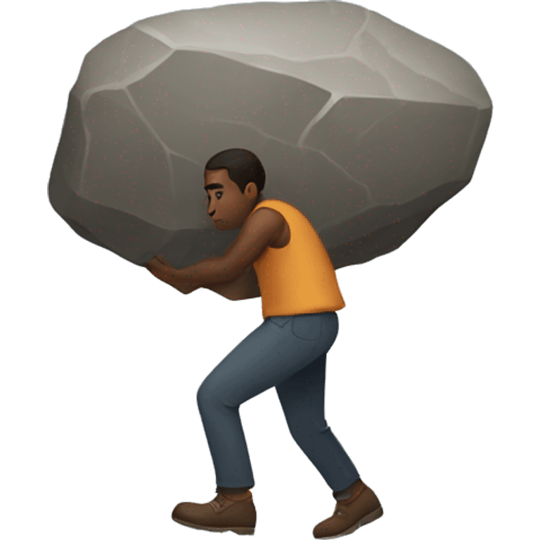 person carring big stone emoji