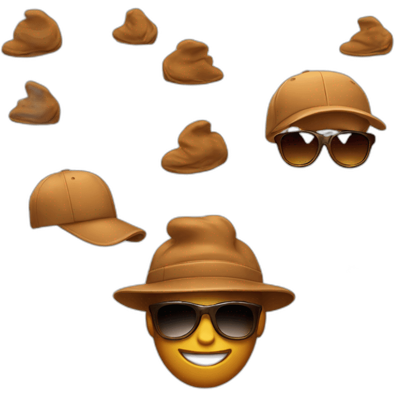 Poop emoji in sport sunglasses and sport cap emoji