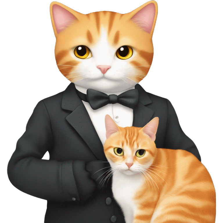 Tuxedo, cat hugging An orange tabby cat ￼￼ emoji