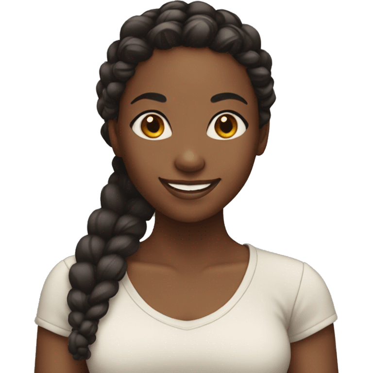 Black girl with braided hair smiling and standing emoji