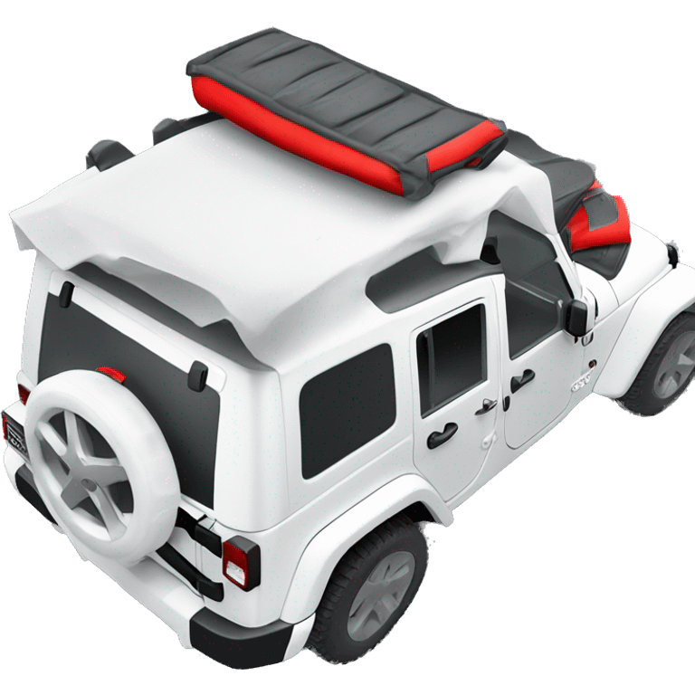 White Jeep Wrangler Rubicon with white roof and red accents  emoji