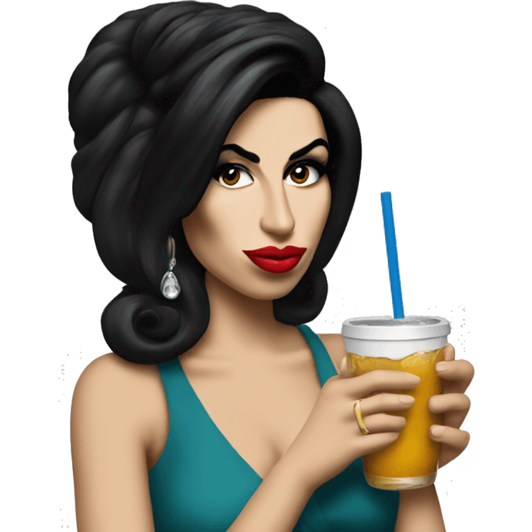 Amy Winehouse with drink emoji