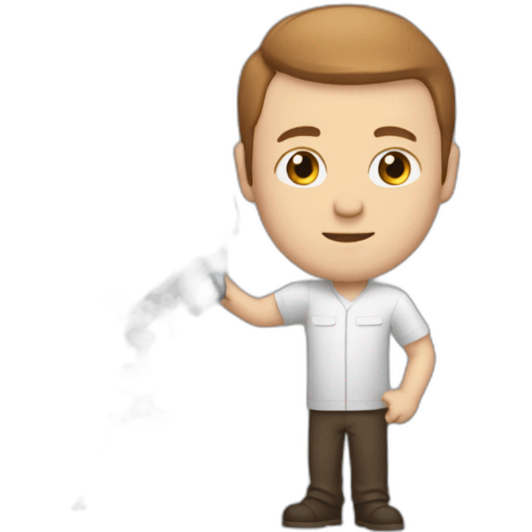 tall lean white man with brown short hair creating a small cube satellite emoji