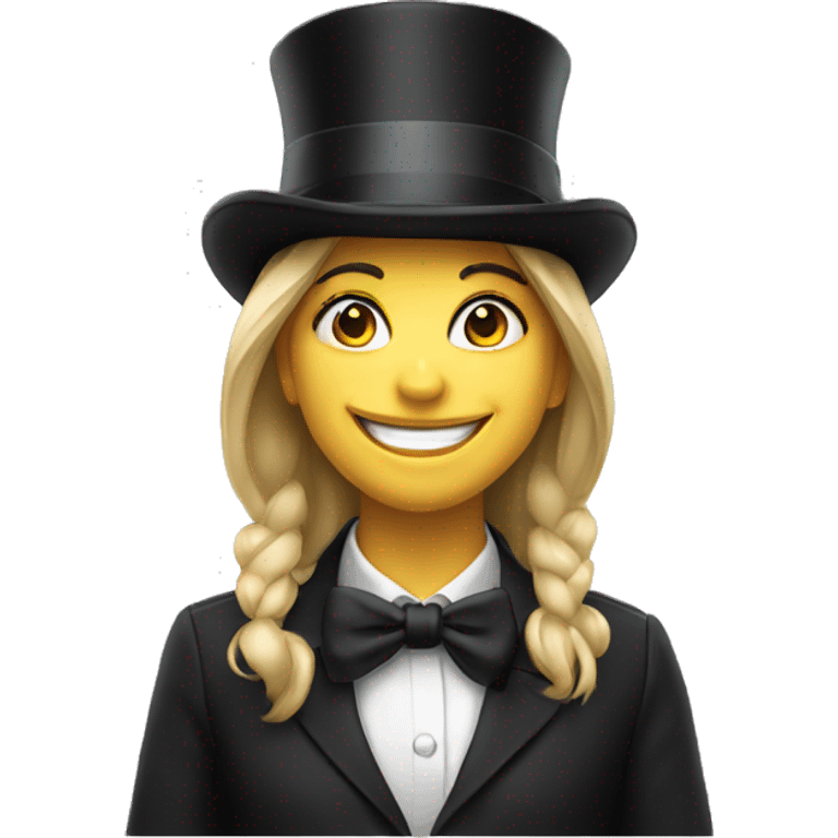 smiling girl in top hat emoji