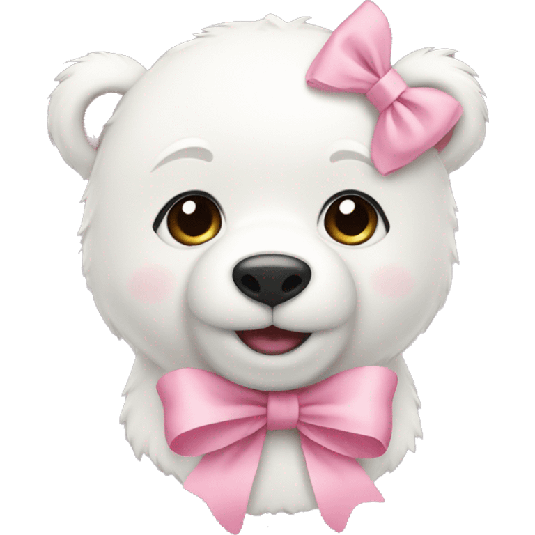 White bear with baby pink bow emoji