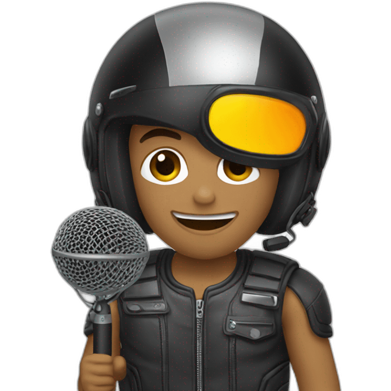 guy with motorcycle helmet and microphone emoji