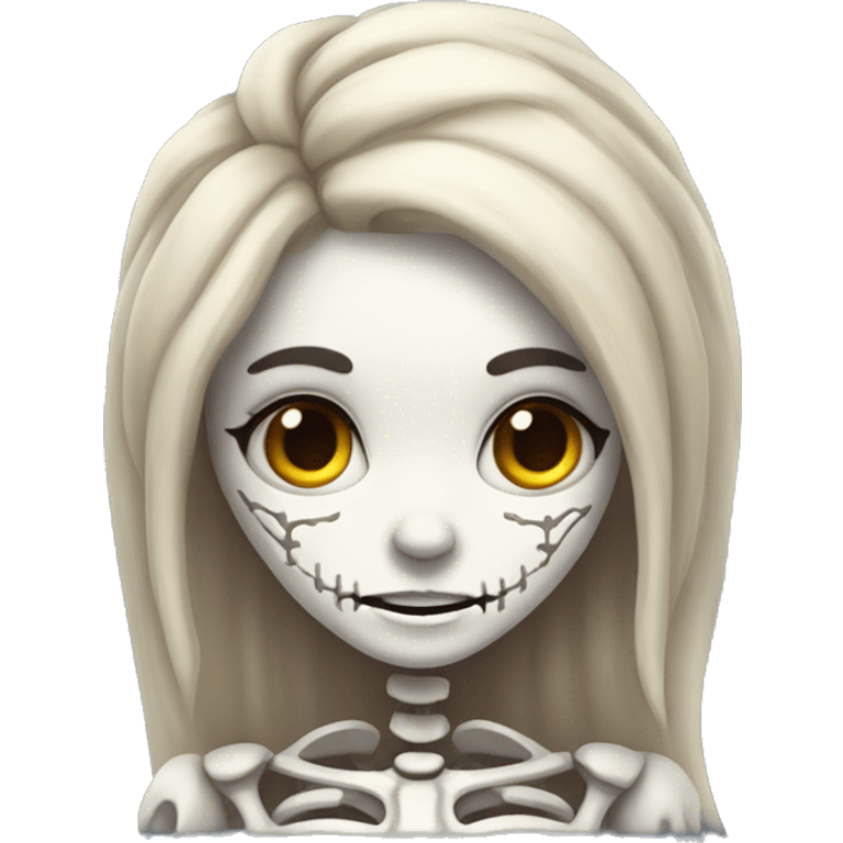 Cute skeleton princess with shoulder length hair emoji