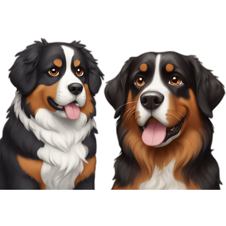 A Bernese dog next to A tortoiseshell cat without white emoji