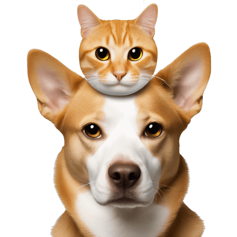 cat on dogs head  emoji