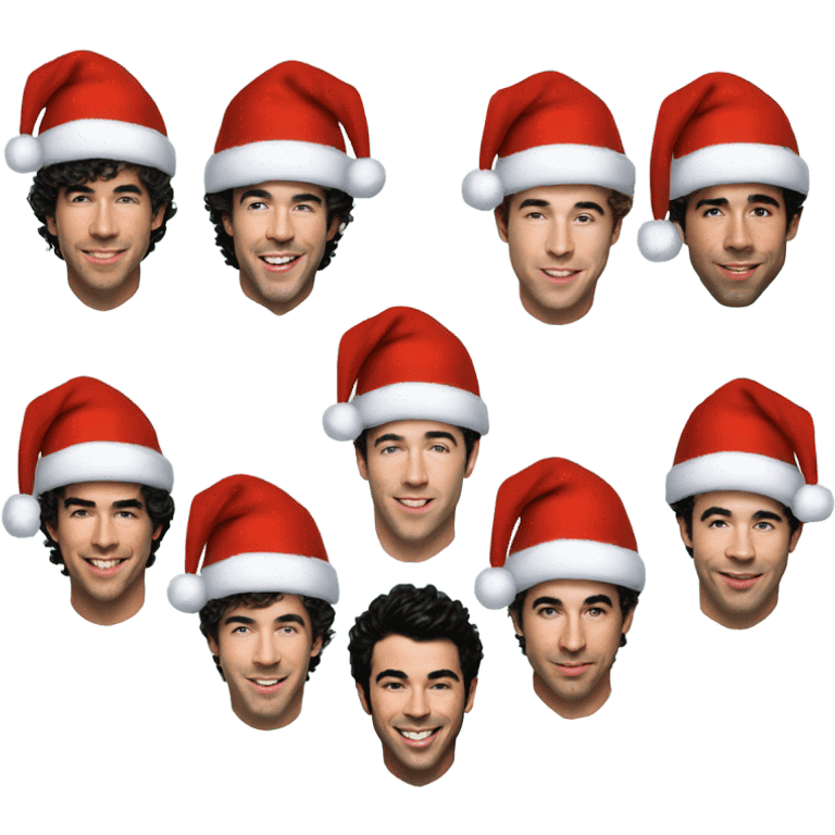 Jonas brothers with Santa hats emoji