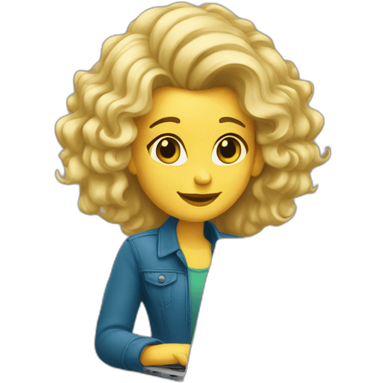 blonde-big-hair-girl-with-laptop emoji