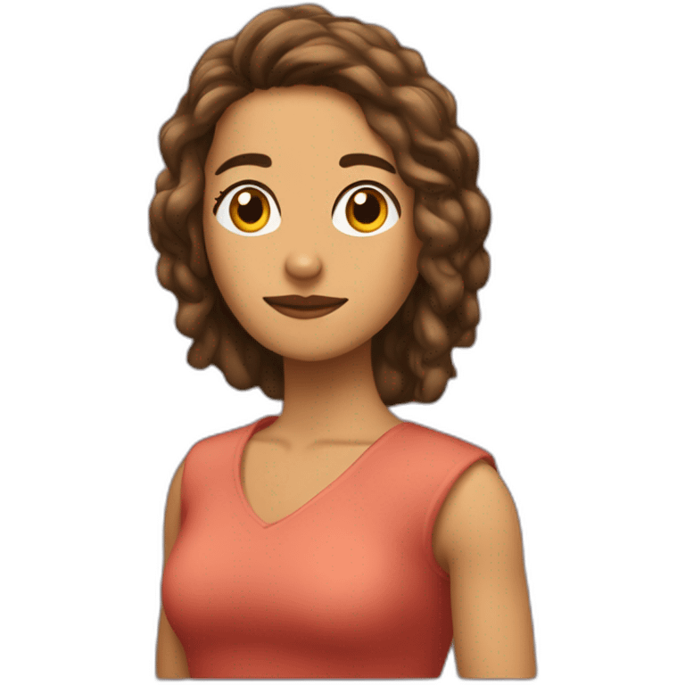 Mujer trigueña pelo crespo miel largo emoji