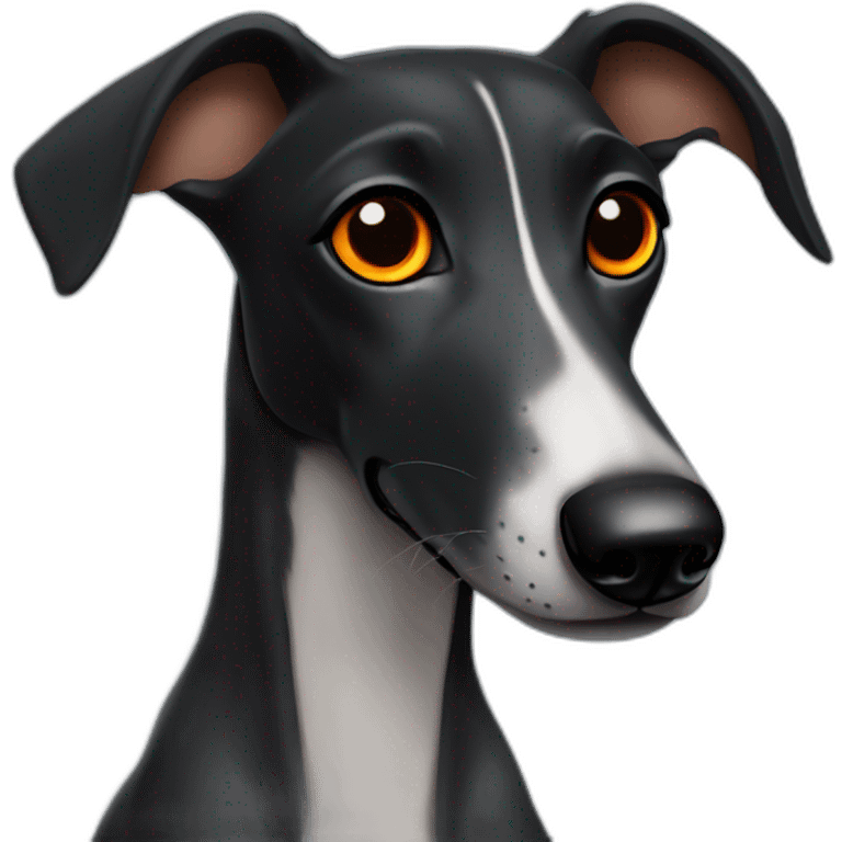 black baby greyhound with orange eyes emoji