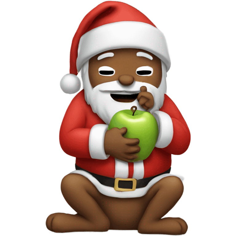 Santa with a cat holding an Apple Watch while crying emoji