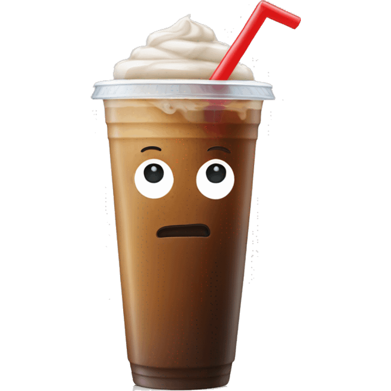 Iced coffee in a plastic cup with a straw  emoji