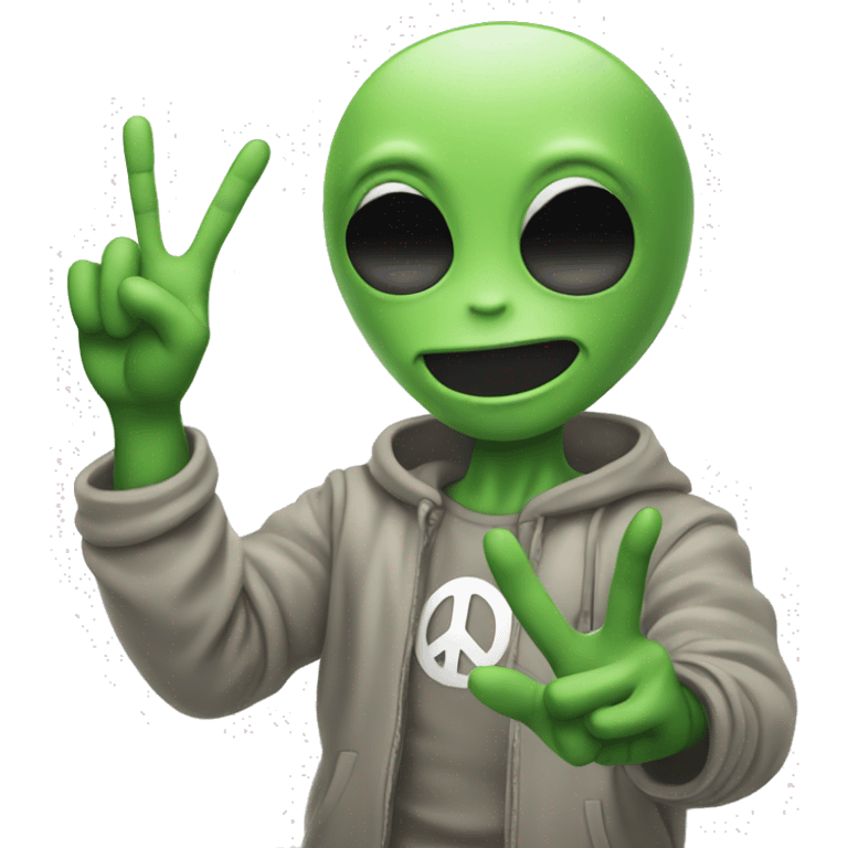 Alien putting up the peace sign  emoji