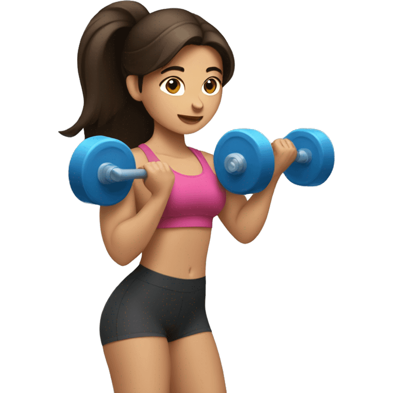 brunette girl lifting weights emoji