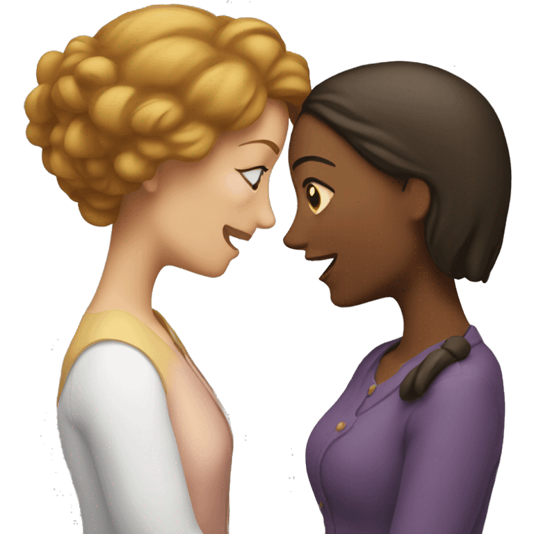 One woman whispers into the ear of another woman. emoji