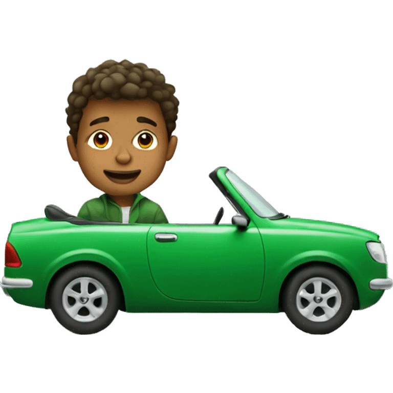 A boy in a green car emoji