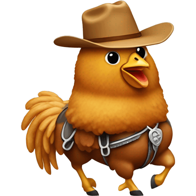 Chicken nugget with a cowboy hat riding a horse emoji