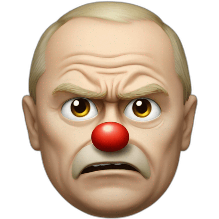 angry putin with a clown's nose emoji