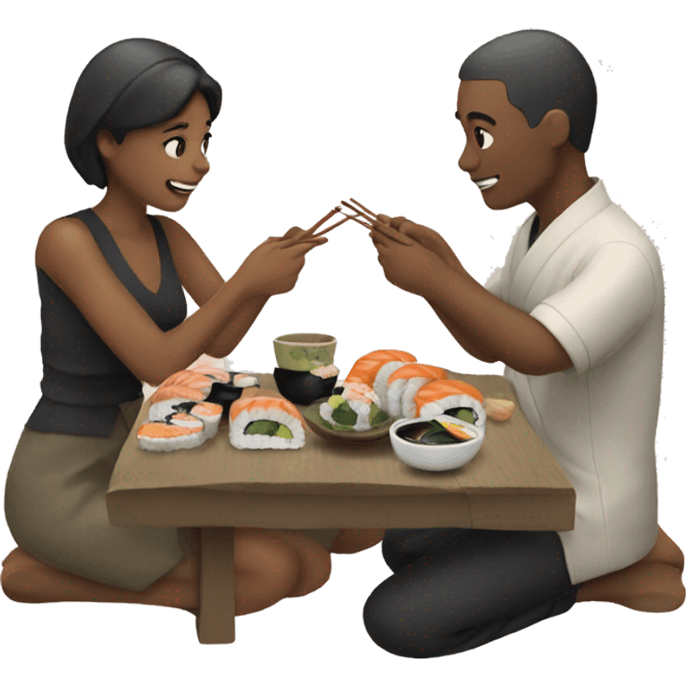 two people eating sushi together  emoji