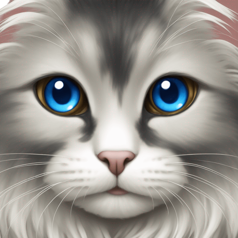 Gato angora negro con blanco ojos azules  emoji